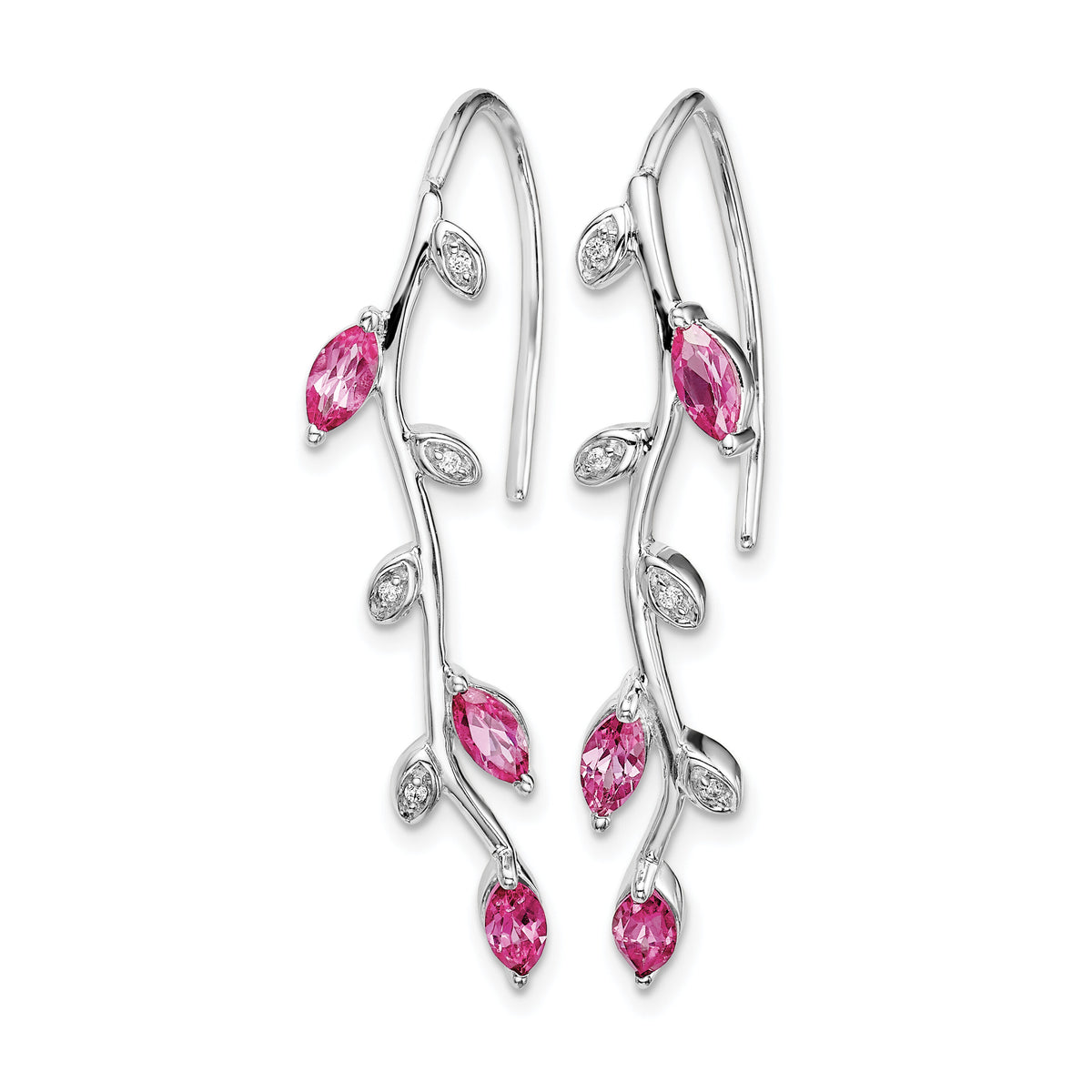 14k White Gold Diamond and Pink Sapphire Earrings-EM4315-PS-003-WA