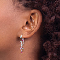 14k White Gold Diamond and Pink Sapphire Earrings-EM4315-PS-003-WA