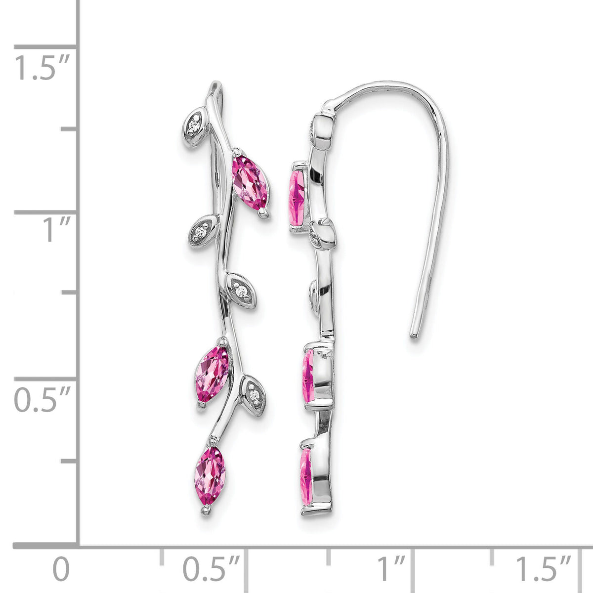14k White Gold Diamond and Pink Sapphire Earrings-EM4315-PS-003-WA