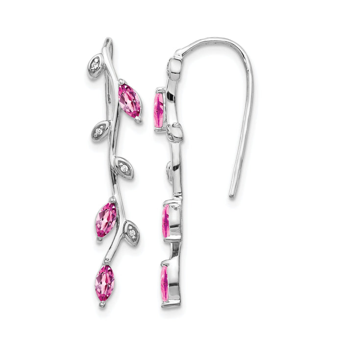 14k White Gold Diamond and Pink Sapphire Earrings-EM4315-PS-003-WA