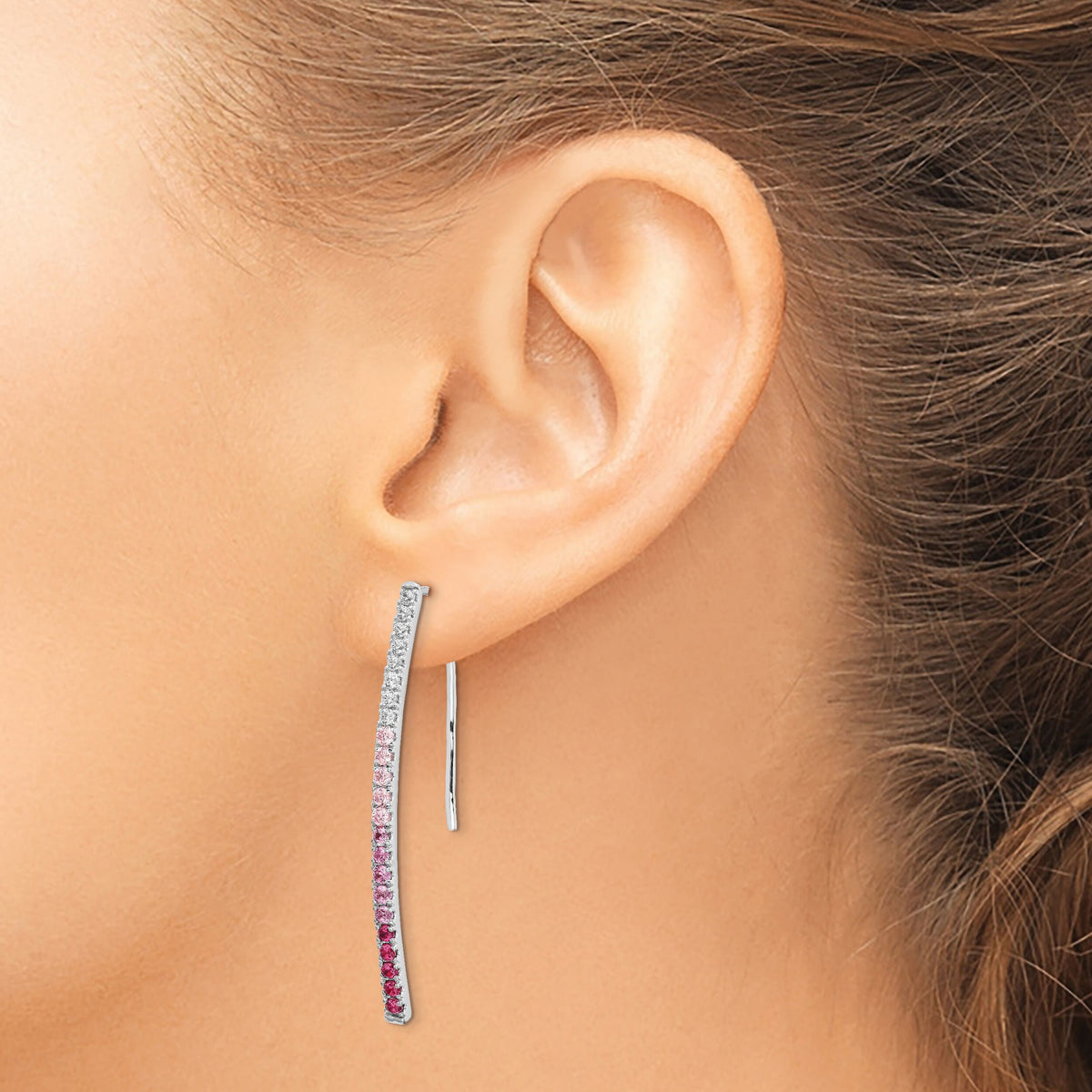 14k White Gold Diamond and Pink Sapphire Earrings-EM4317-PS-038-WA