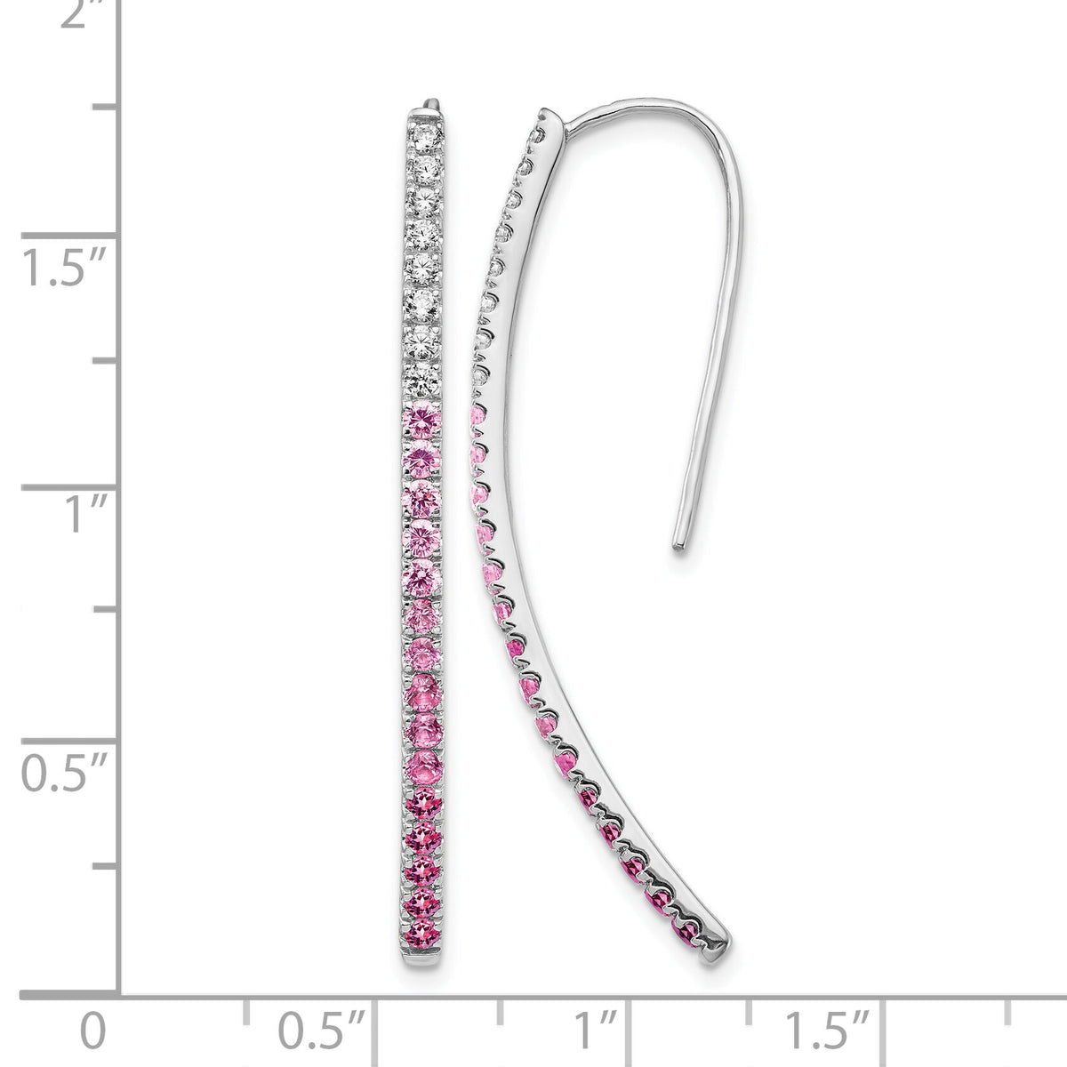 14k White Gold Diamond and Pink Sapphire Earrings-EM4317-PS-038-WA