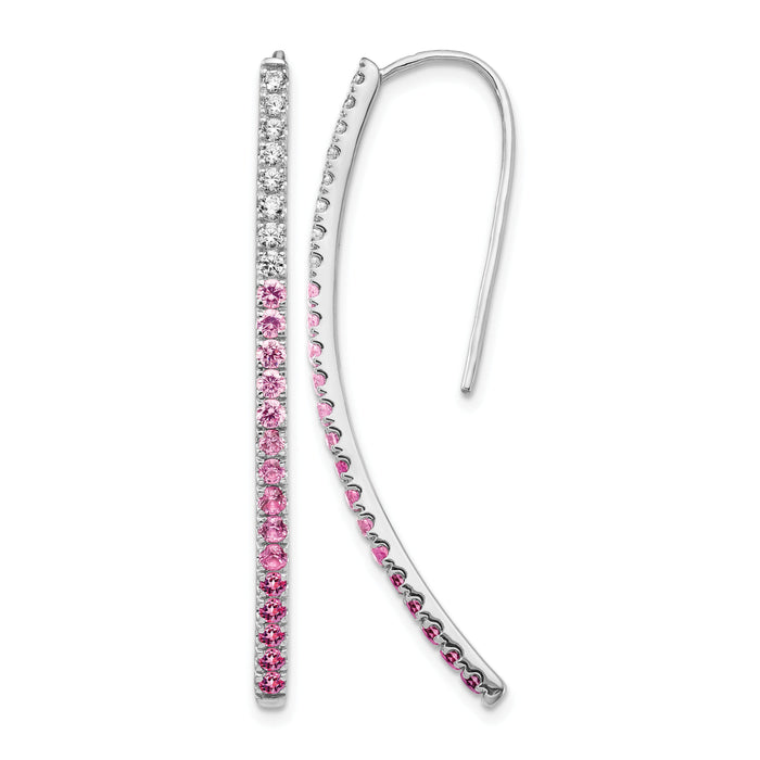 14k White Gold Diamond and Pink Sapphire Earrings-EM4317-PS-038-WA