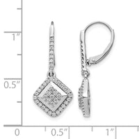14k White Gold Diamond Cluster Leverback Earrings-EM4369-050-WA