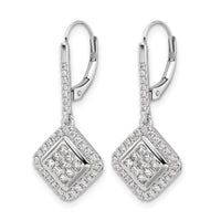 14k White Gold Diamond Cluster Leverback Earrings-EM4369-100-WA