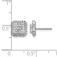 14k White Gold Diamond Square Cluster Post Earrings-EM4370-050-WA