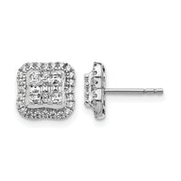 14k White Gold Diamond Square Cluster Post Earrings-EM4370-050-WA