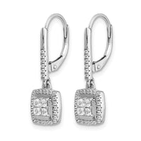 14k White Gold Diamond Cluster Leverback Earrings-EM4372-050-WA