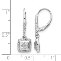 14k White Gold Diamond Cluster Leverback Earrings-EM4372-050-WA