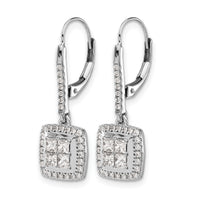 14k White Gold Diamond Cluster Leverback Earrings-EM4372-100-WA