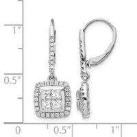 14k White Gold Diamond Cluster Leverback Earrings-EM4372-100-WA