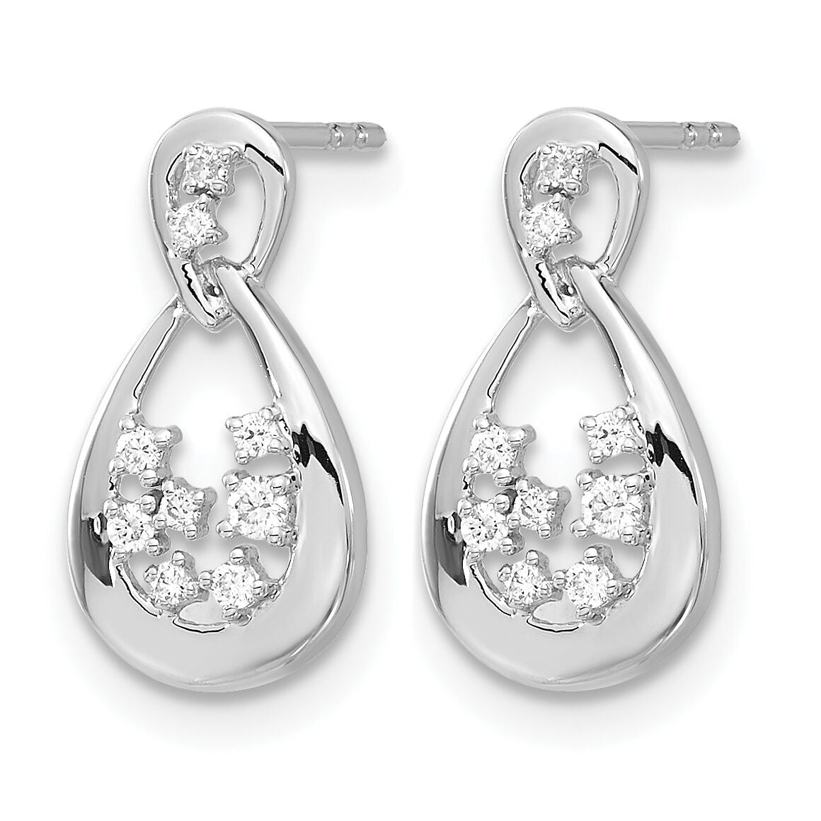 14k White Gold Diamond Post Earrings-EM4384-012-WA