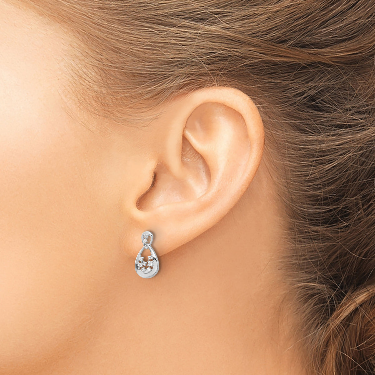 14k White Gold Diamond Post Earrings-EM4384-012-WA