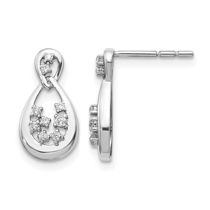 14k White Gold Diamond Post Earrings-EM4384-012-WA