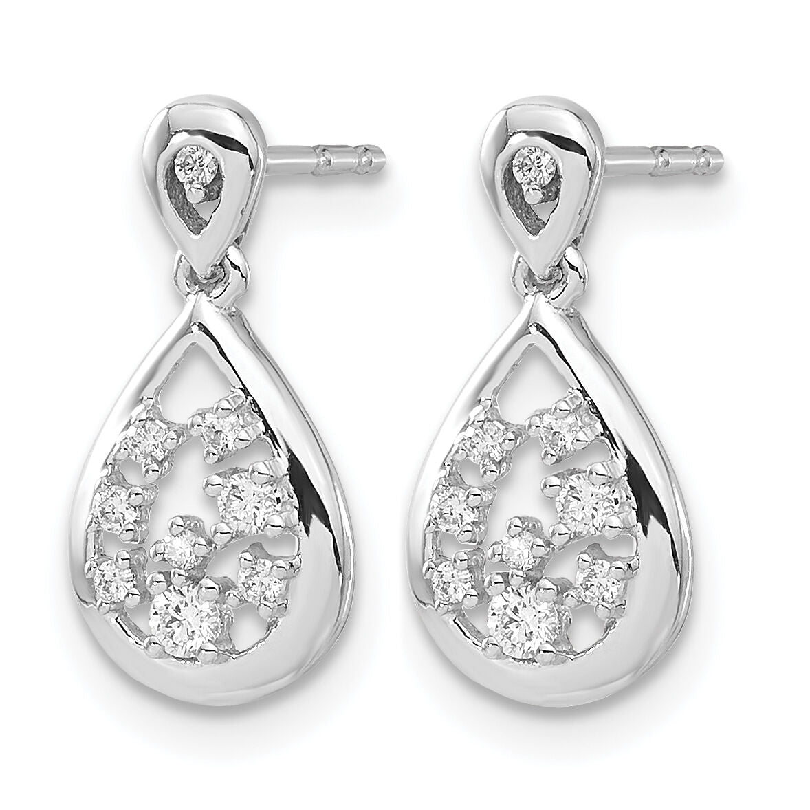 14k White Gold Diamond Post Earrings-EM4385-016-WA