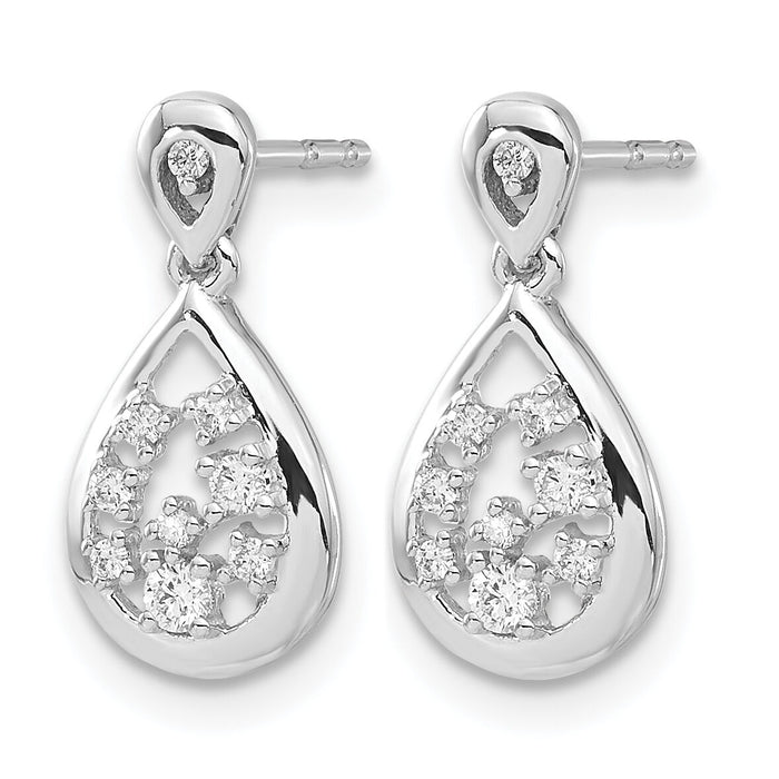 14k White Gold Diamond Post Earrings-EM4385-016-WA