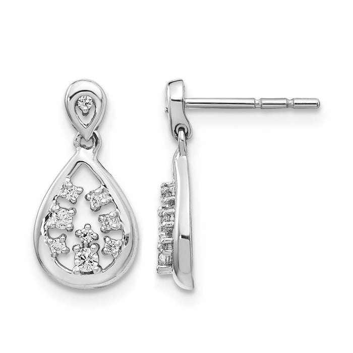14k White Gold Diamond Post Earrings-EM4385-016-WA