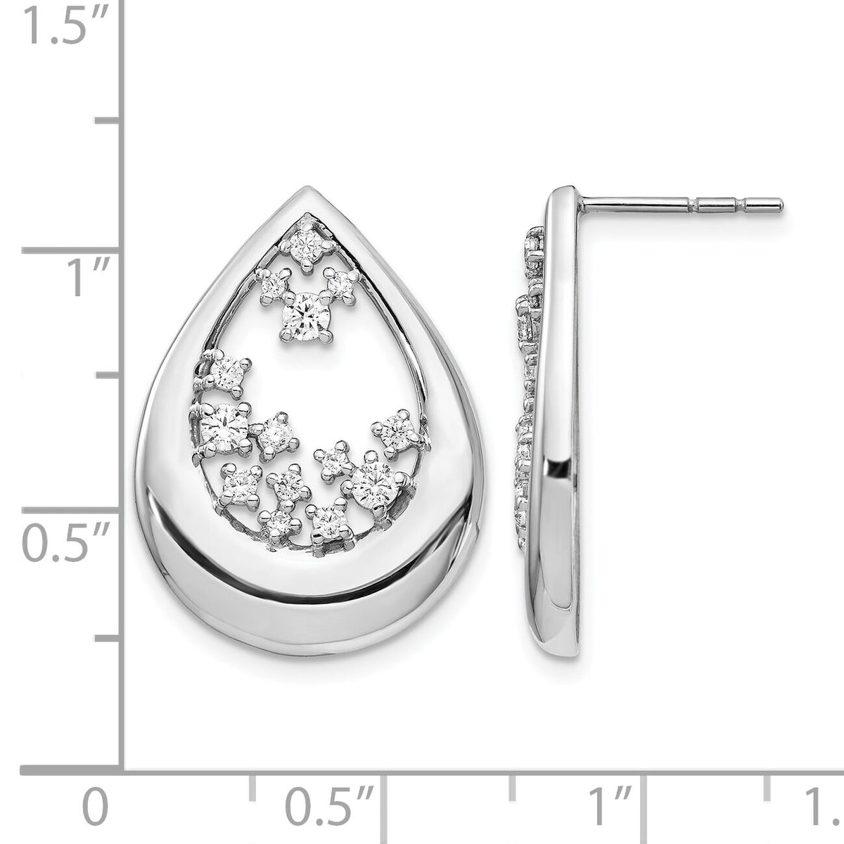 14k White Gold Diamond Post Earrings-EM4387-075-WA