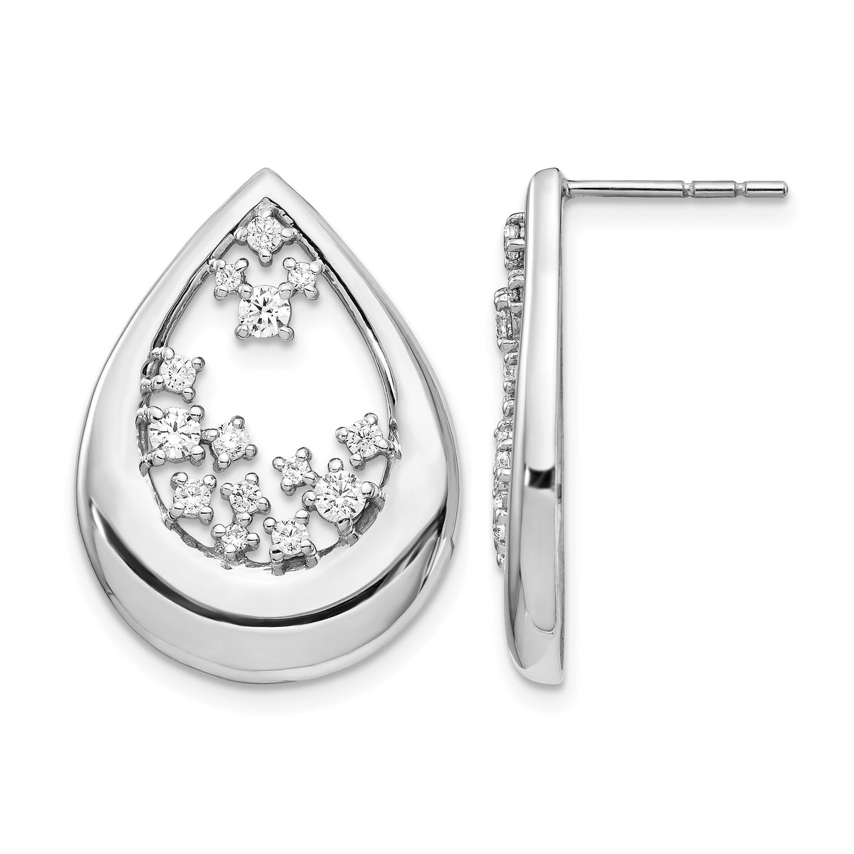 14k White Gold Diamond Post Earrings-EM4387-075-WA