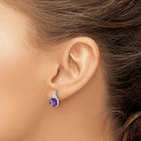 14K White Gold Checkerboard  Amethyst and Diamond Earrings-EM4393-AM-006-WA