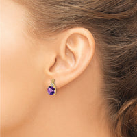 14k Checkerboard  Amethyst and Diamond Earrings-EM4393-AM-006-YA