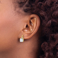 14k Checkerboard Aquamarine and Diamond Earrings-EM4393-AQ-006-YA