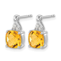 14K White Gold Checkerboard Citrine and Diamond Earrings-EM4393-CI-006-WA
