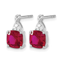 14K White Gold Checkerboard Created Ruby and Diamond Earrings-EM4393-CRU-006-WA