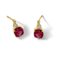 14k Checkerboard Created Ruby and Diamond Earrings-EM4393-CRU-006-YA