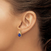 14k Checkerboard Created Sapphire and Diamond Earrings-EM4393-CSA-006-YA