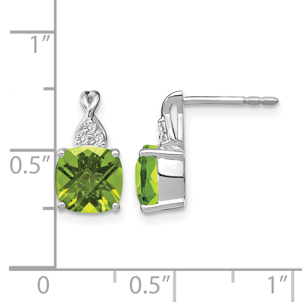 14K White Gold Checkerboard Peridot and Diamond Earrings-EM4393-PE-006-WA