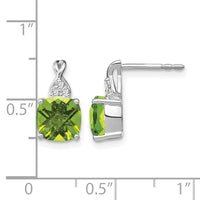 14K White Gold Checkerboard Peridot and Diamond Earrings-EM4393-PE-006-WA