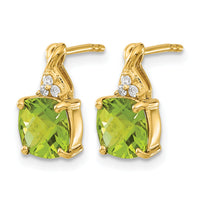 14k Checkerboard Peridot and Diamond Earrings-EM4393-PE-006-YA