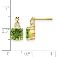 14k Checkerboard Peridot and Diamond Earrings-EM4393-PE-006-YA