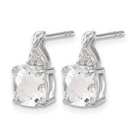 14K White Gold Checkerboard White Topaz and Diamond Earrings-EM4393-WT-006-WA