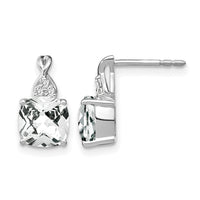 14K White Gold Checkerboard White Topaz and Diamond Earrings-EM4393-WT-006-WA