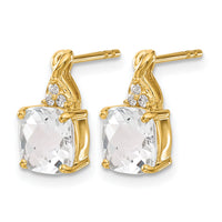 14k Checkerboard White Topaz and Diamond Earrings-EM4393-WT-006-YA