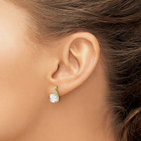 14k Checkerboard White Topaz and Diamond Earrings-EM4393-WT-006-YA