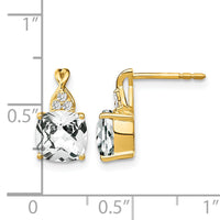 14k Checkerboard White Topaz and Diamond Earrings-EM4393-WT-006-YA