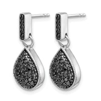 14k White Gold Diamond Black Teardrop Dangle Post Earrings-EM4771-BK-050-WA