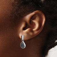14k White Gold Diamond Black Teardrop Dangle Post Earrings-EM4771-BK-050-WA