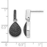14k White Gold Diamond Black Teardrop Dangle Post Earrings-EM4771-BK-050-WA