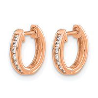 14k Rose Gold Polished Diamond Hinged Hoop Earrings-EM5347-010-RA