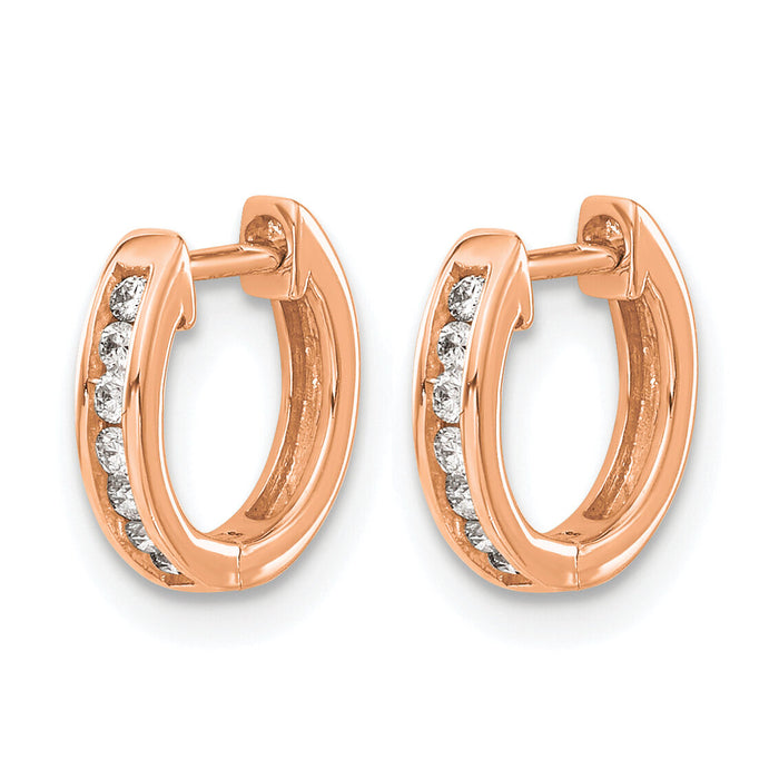14k Rose Gold Polished Diamond Hinged Hoop Earrings-EM5347-010-RA
