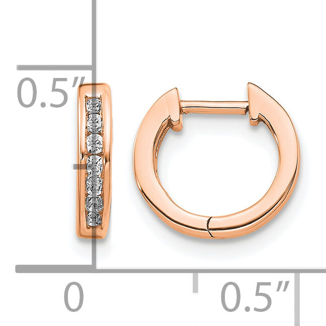 14k Rose Gold Polished Diamond Hinged Hoop Earrings-EM5347-010-RA