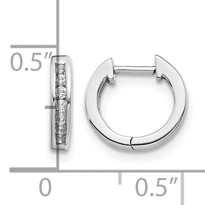 14k White Gold Diamond Hinged Hoop Earrings-EM5347-010-WA
