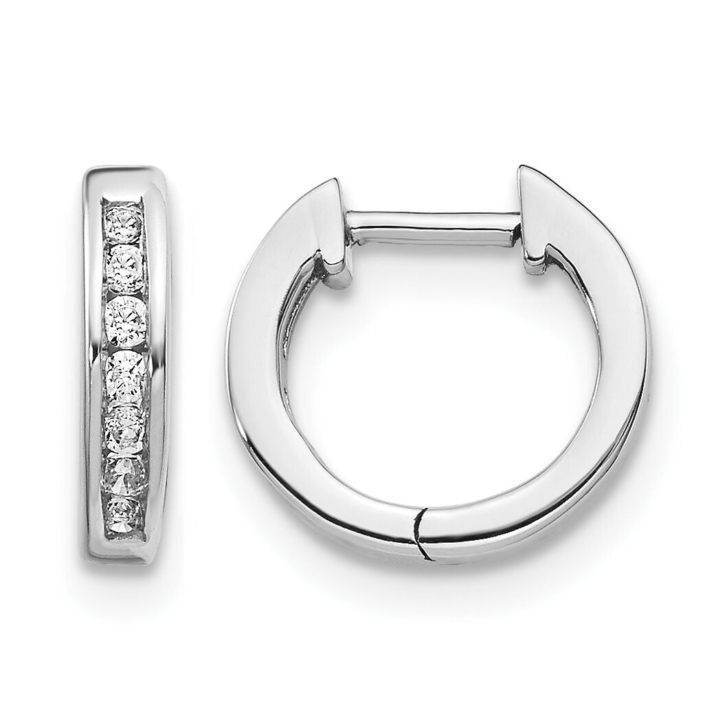 14k White Gold Diamond Hinged Hoop Earrings-EM5347-010-WA