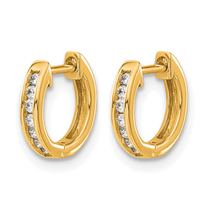 14k Gold Polished Diamond Hinged Hoop Earrings-EM5347-010-YA