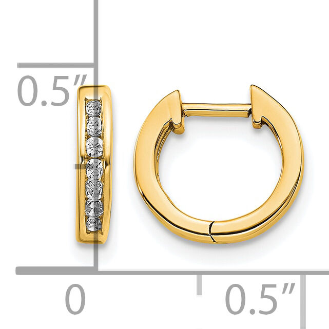 14k Gold Polished Diamond Hinged Hoop Earrings-EM5347-010-YA