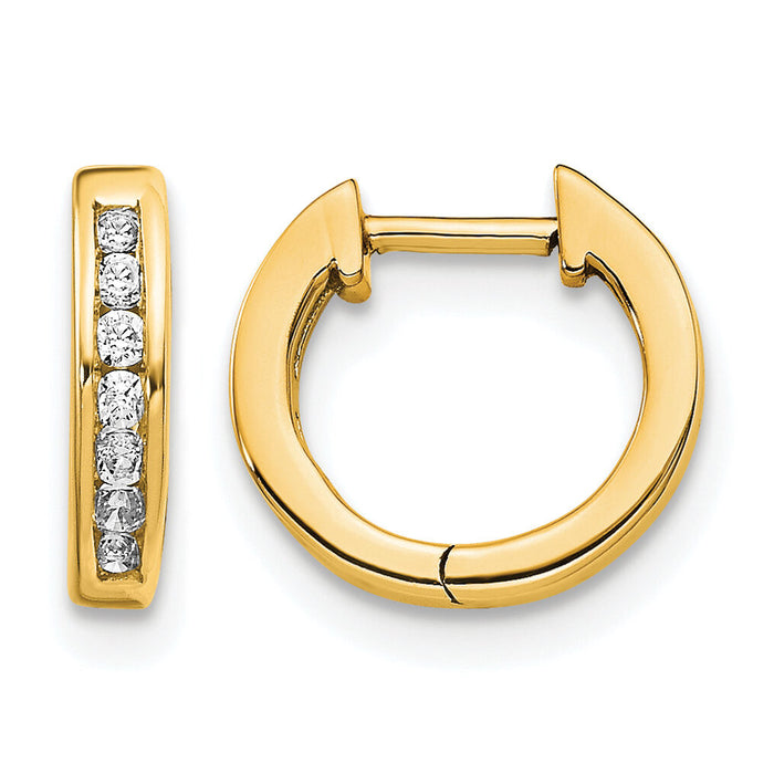 14k Gold Polished Diamond Hinged Hoop Earrings-EM5347-010-YA